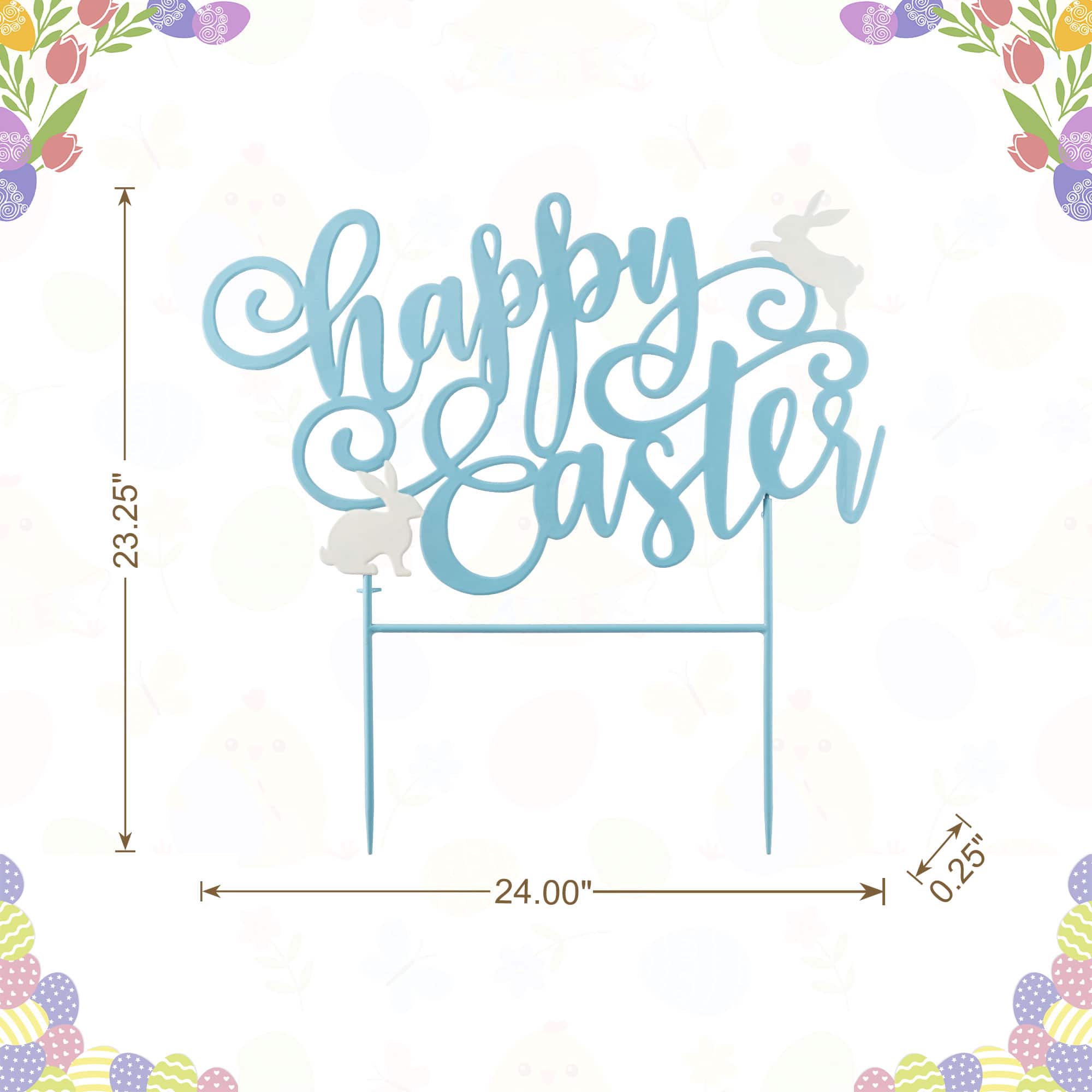 Glitzhome® 24" Metal "Happy Easter" Yard Stake